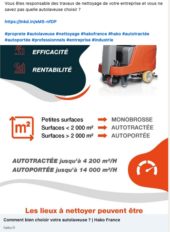 Infographie autolaveuses professionnelles Hako