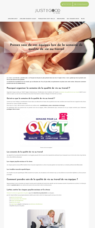 Article de blog Just For Good at Work